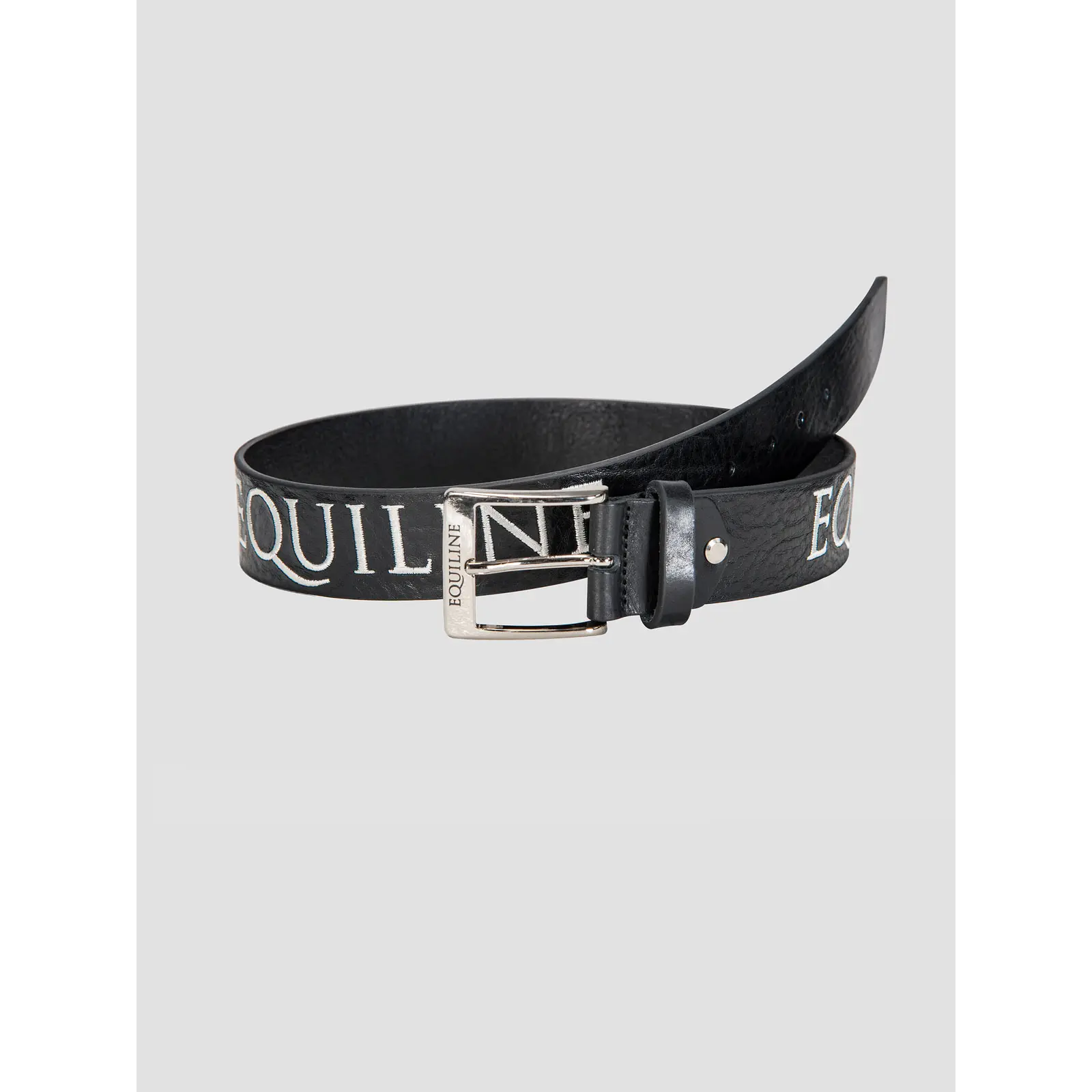 Equiline Unisex Noir Leather Belt With Embroidery