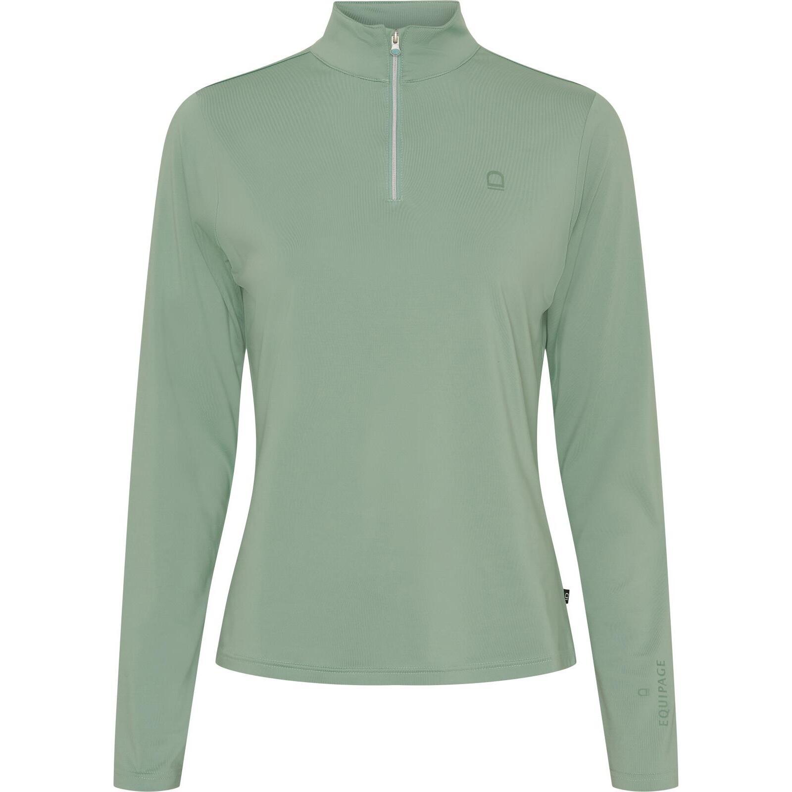 T-shirt equitazione con zip a metà da donna Equipage Kolyma