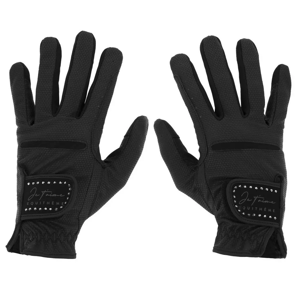 Meilleurs prix pour Gants d'équitation Equithème Je t'aime Strass