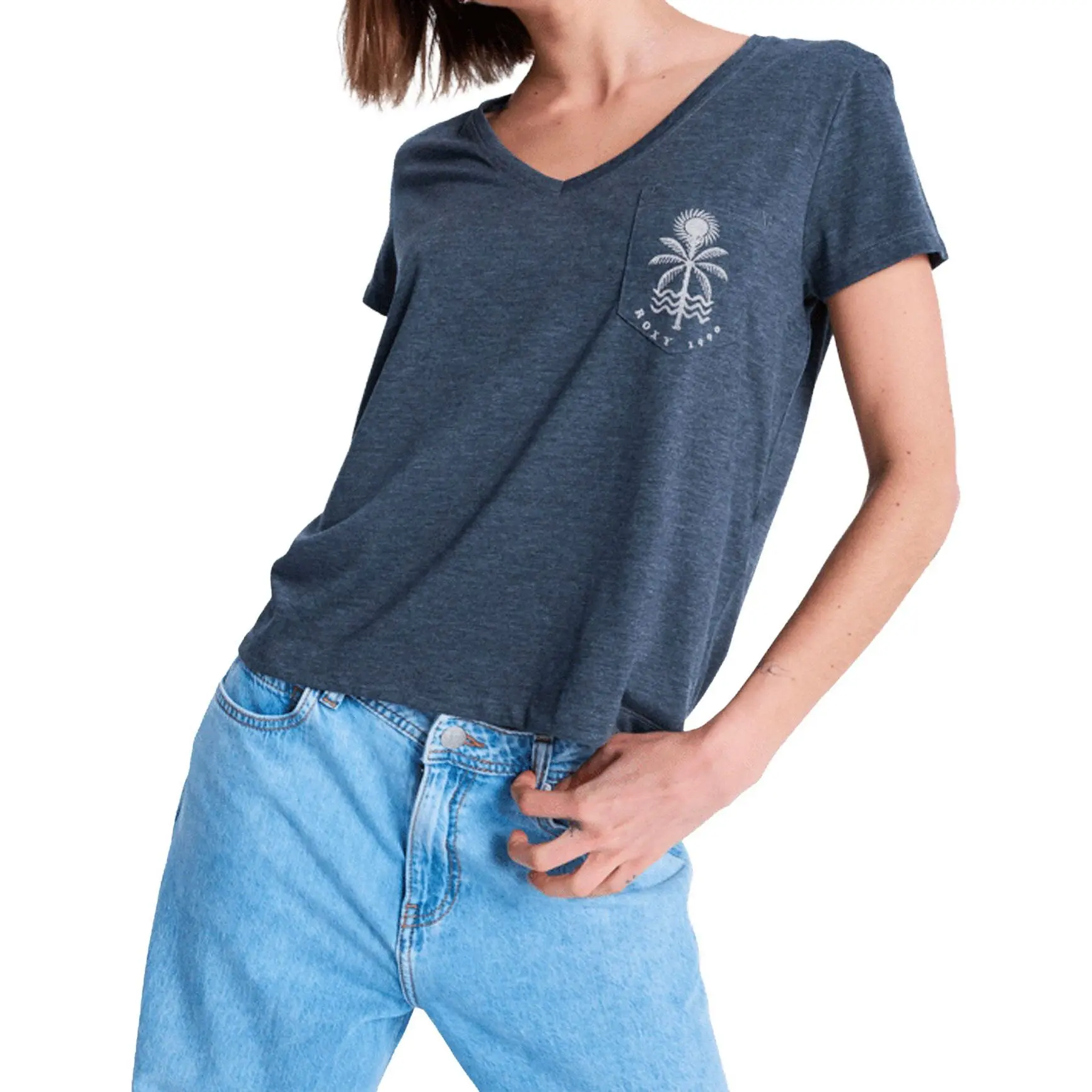 T-shirt da donna con scollo a V  Laguna Green