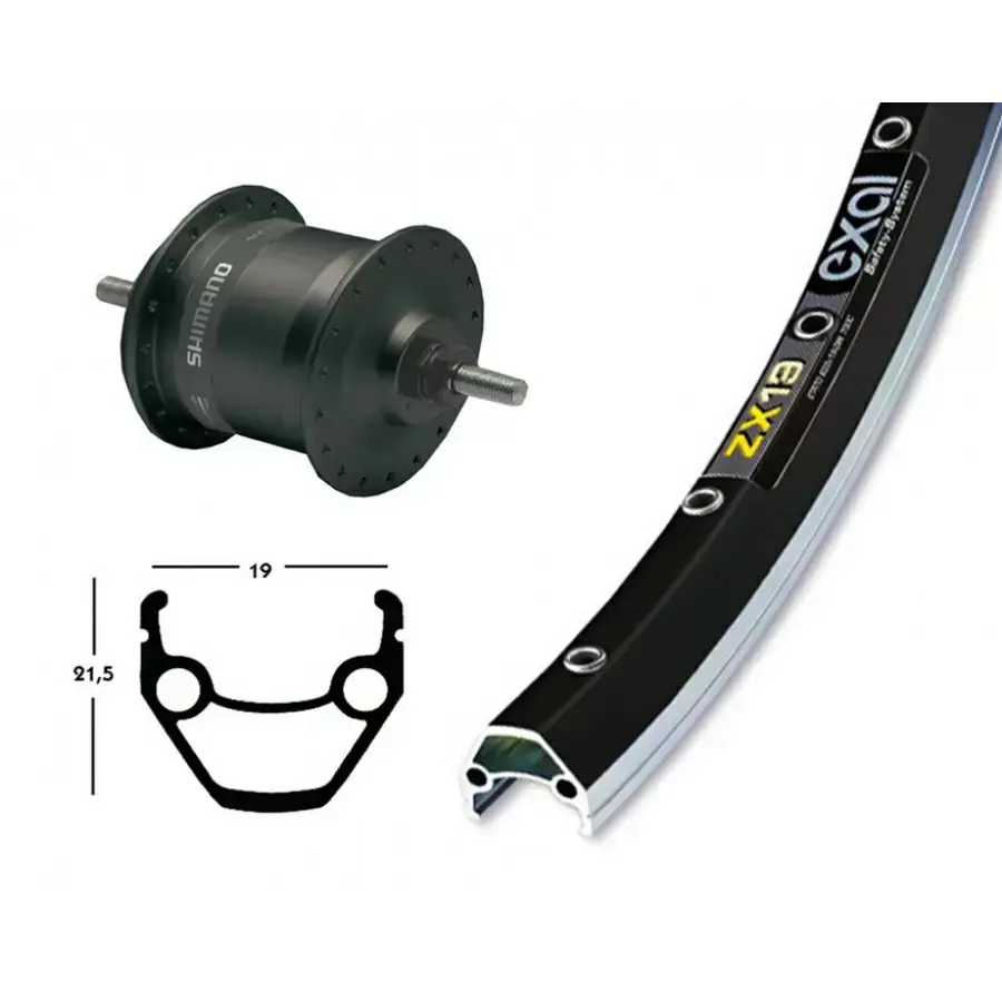 Exal Zx19 Dynamo Shimano Dh3n31 26´´ Vorderrad