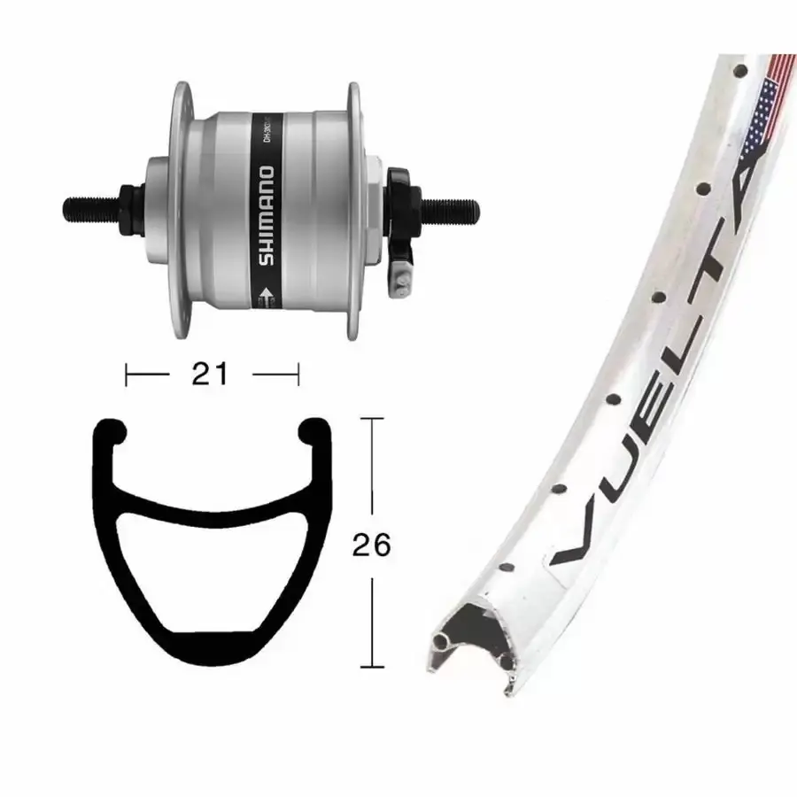 Velo Store - UK Front wheel with spokes Exal Moy.Dyn. Dh3N31, Nt 36T. Airline 1 | Extra 10% off with Subscription, Postage £16.79 to UK Fedex.