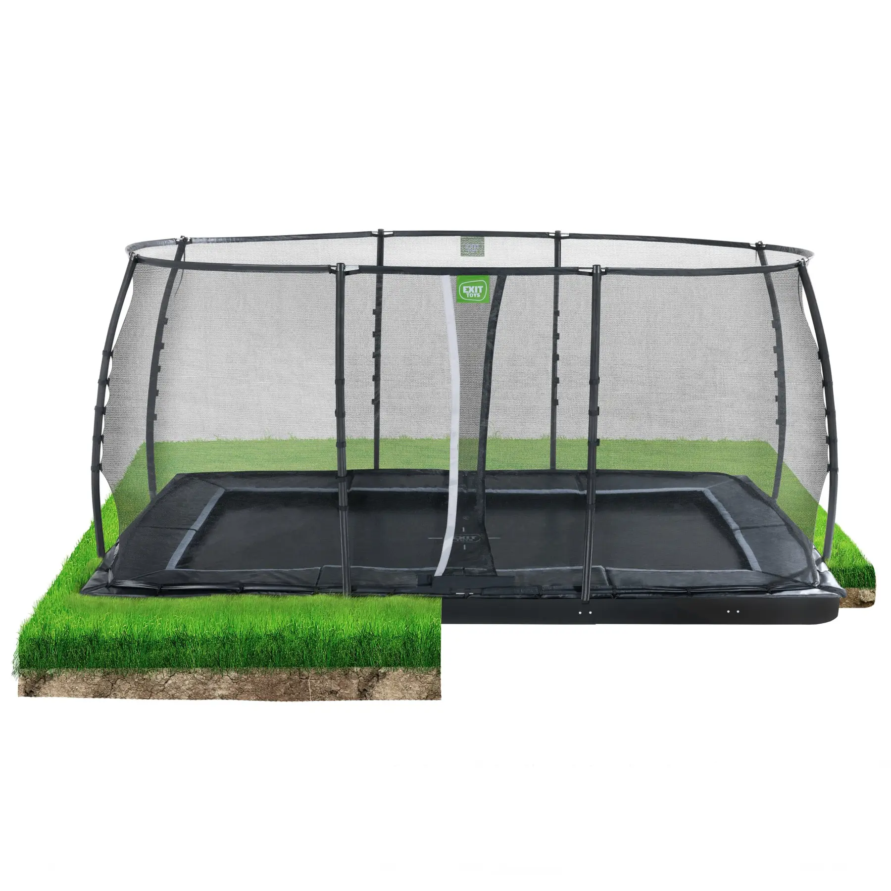 Comparer les prix de Trampoline enterré au niveau du sol avec filet de sécurité Exit Toys Dynamic 275 x 458 cm