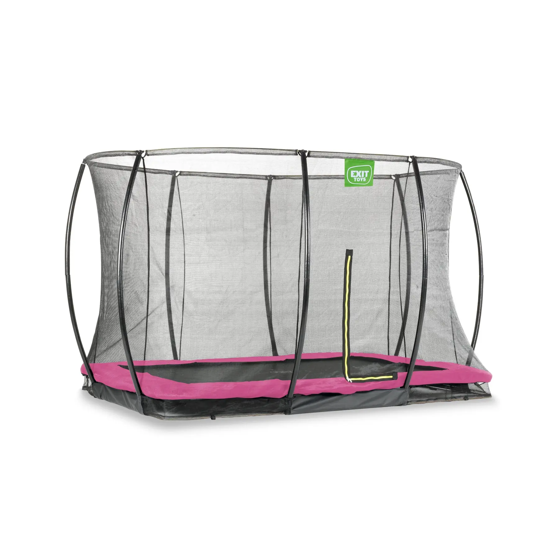 EXIT TOYS Trampoline enterr&eacute; Silhouette 244x366cm avec filet de s&eacute;curit&eacute; - rose