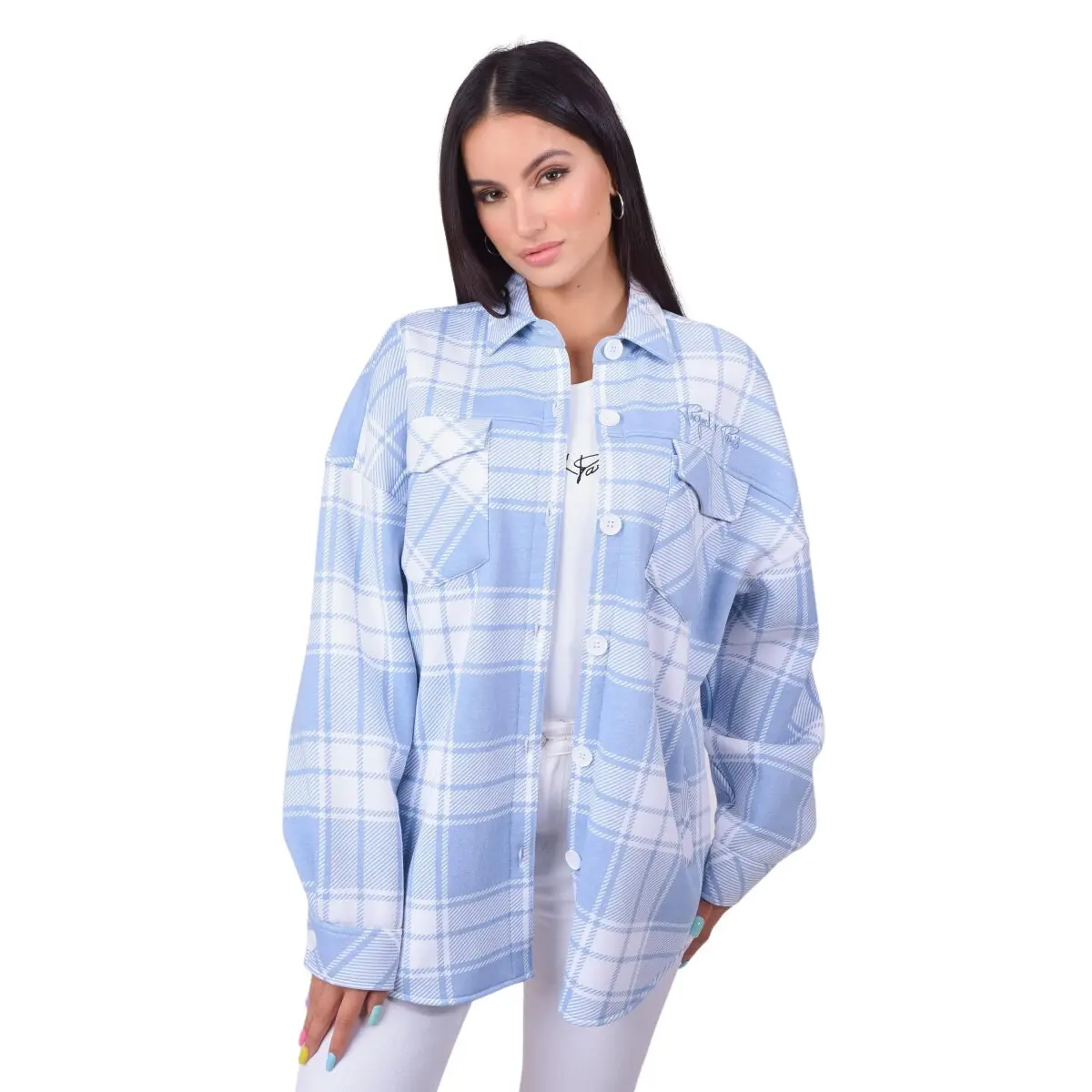 Camicia a quadri bicolore da donna