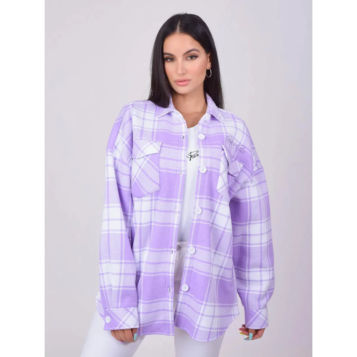 Camicia a quadri bicolore da donna