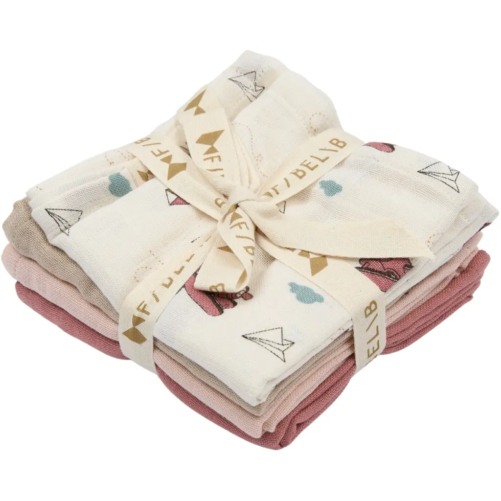 Children's blanket Fabelab Air Plane Rose (x4)