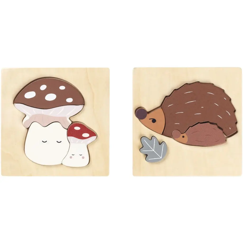 5713034210493 - Holzpuzzle Mushroom & Hedgehog (x2)
