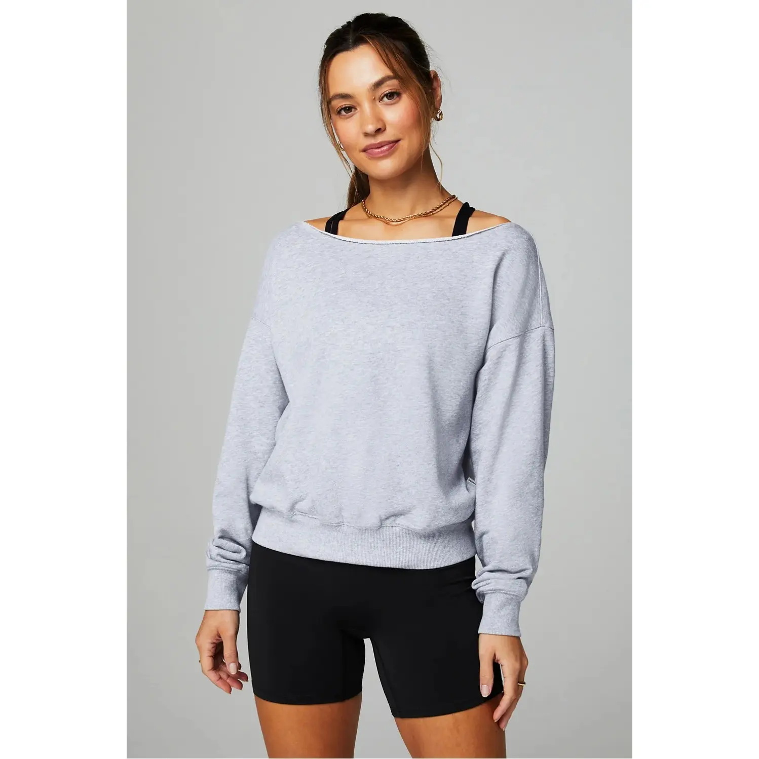 0198264983464 - Damen Sweatshirt mit schulterfreiem Design Year Round Terry