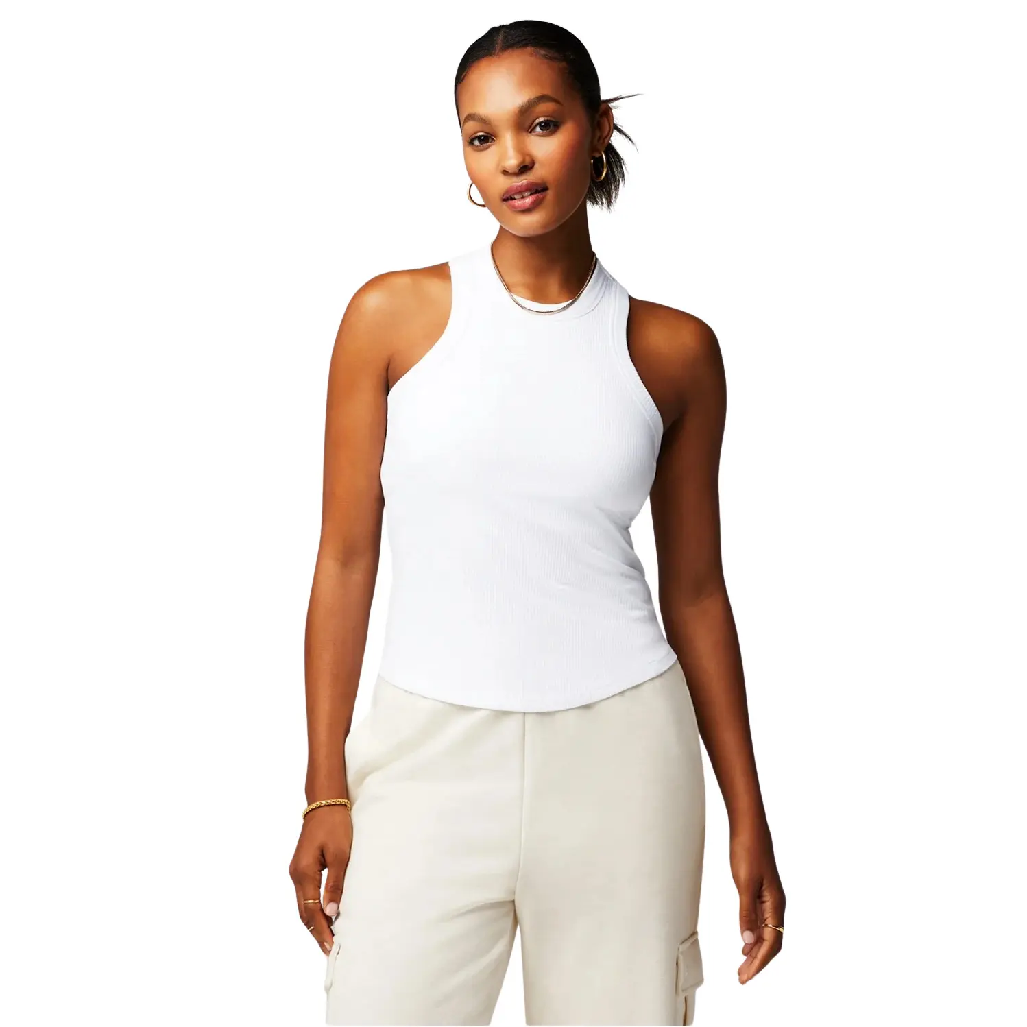 Fabletics Women's Blanc Ribbed Tank Top
