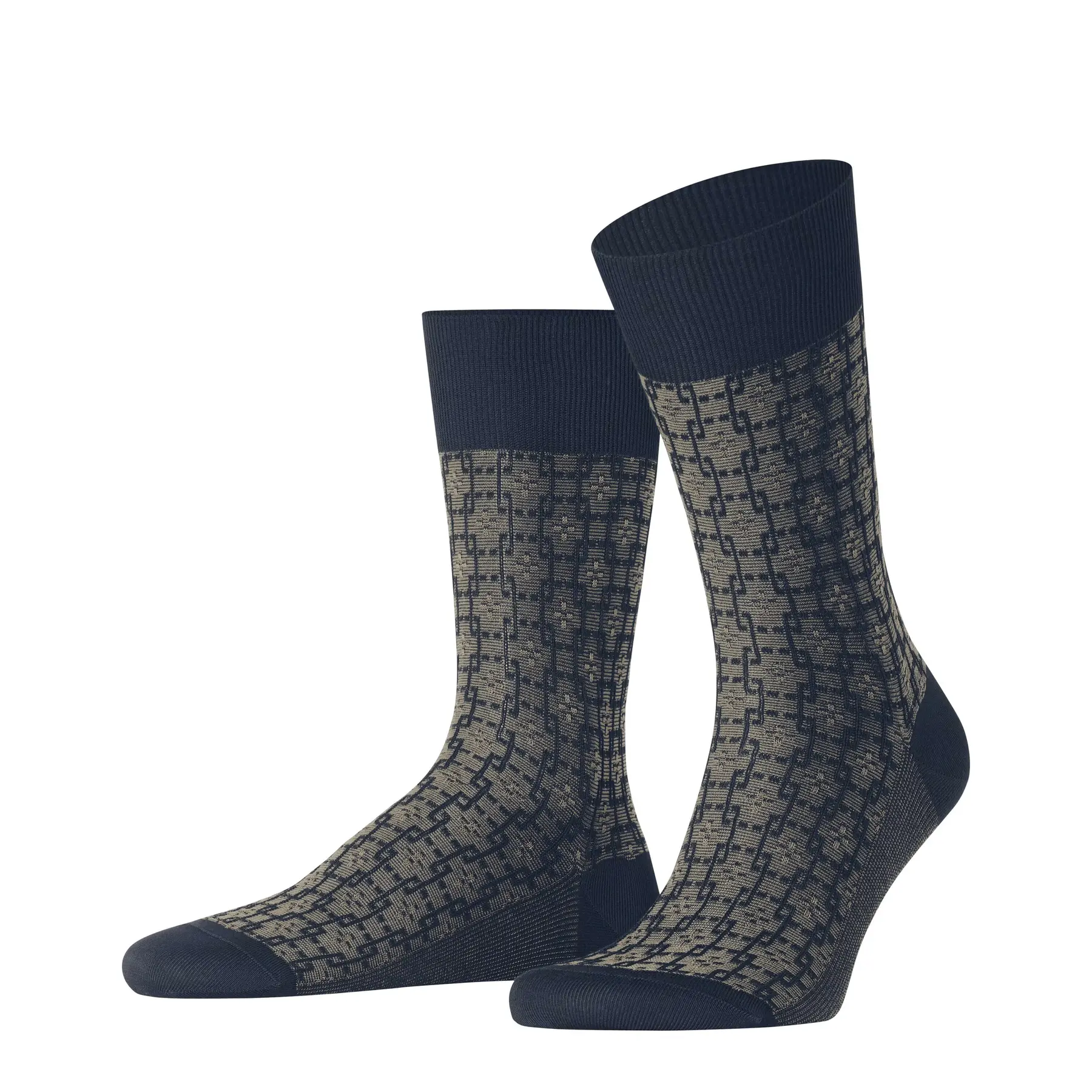 FALKE Artwork Tie gedessineerd katoen sokken heren blauw - maat 43-44