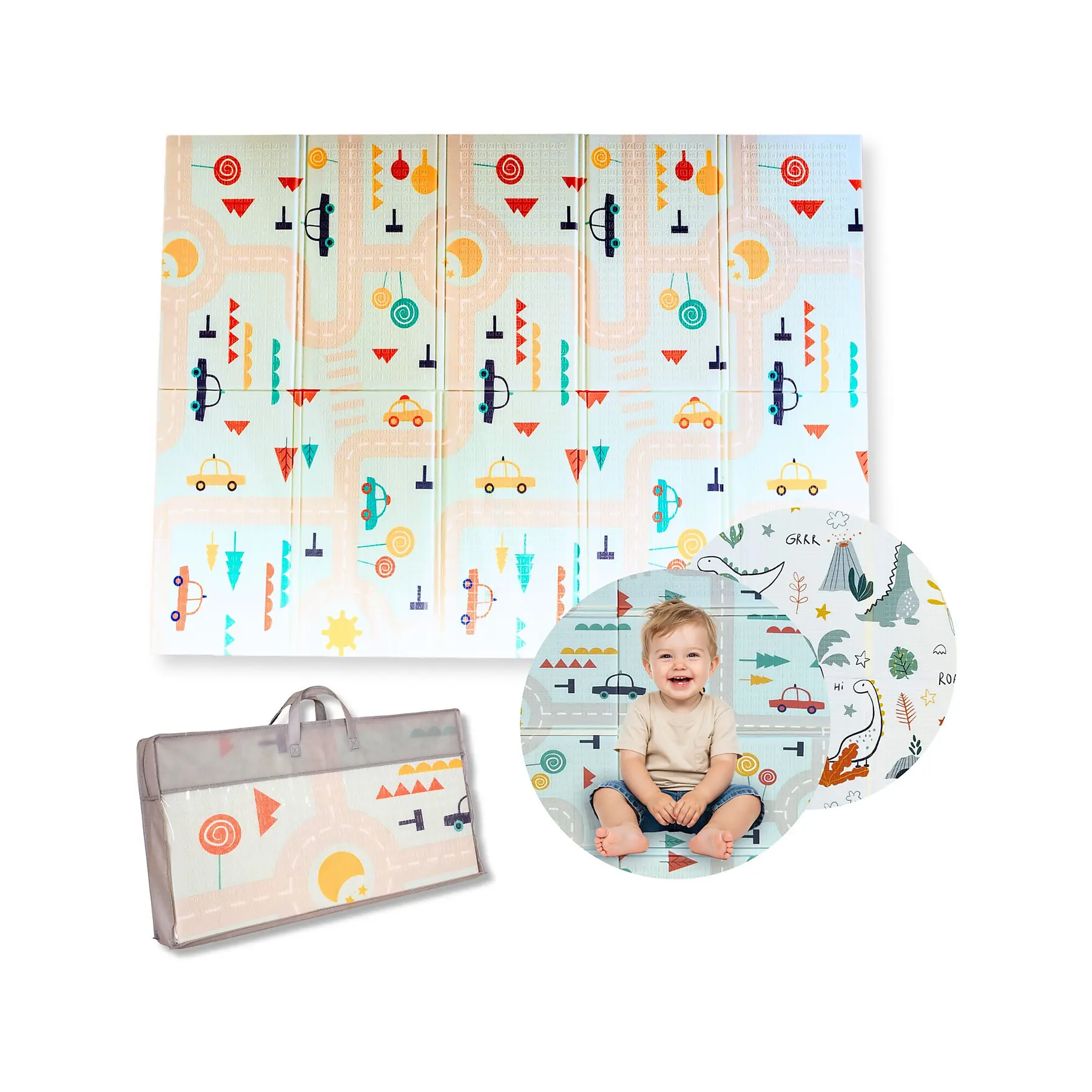 Image of Faltbare Spielmatte 2 in 1 Family Nation Montessori Dino Friends