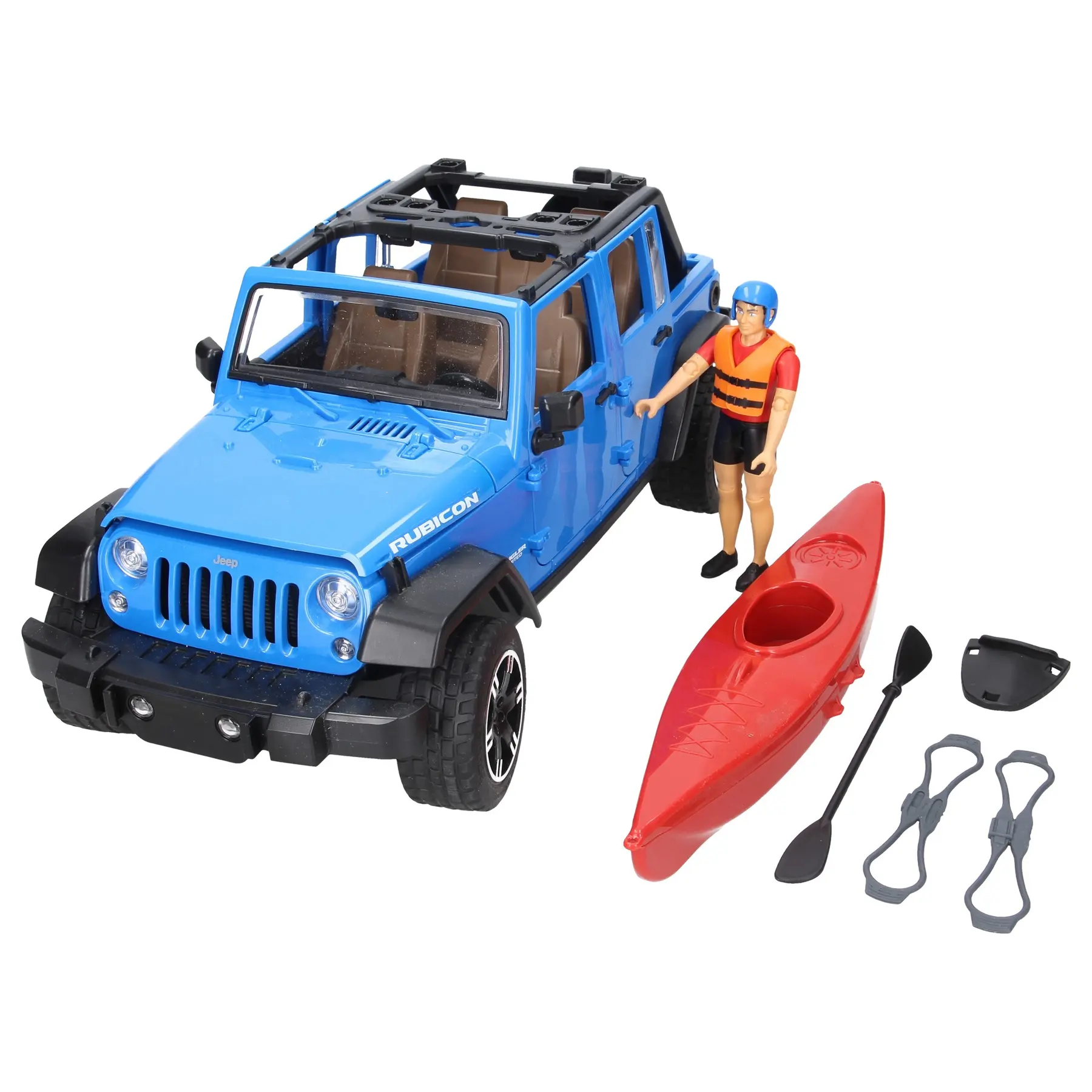4001702025298 - bruder Modellfahrzeug Jeep Wrangler Rubicon Unlimited mit Kajak und Figur