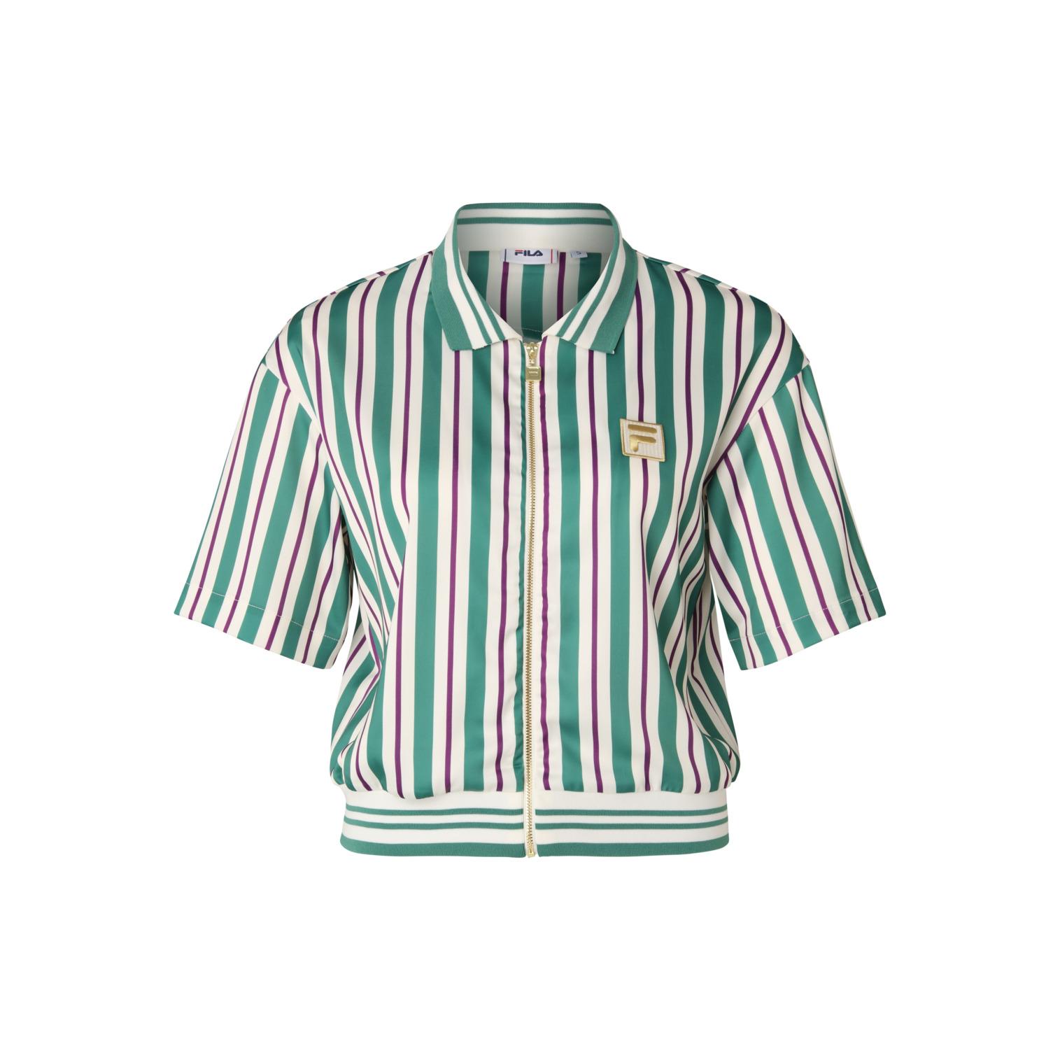 4067777205836 - Polo crop satin full-zip femme Lassance Striped