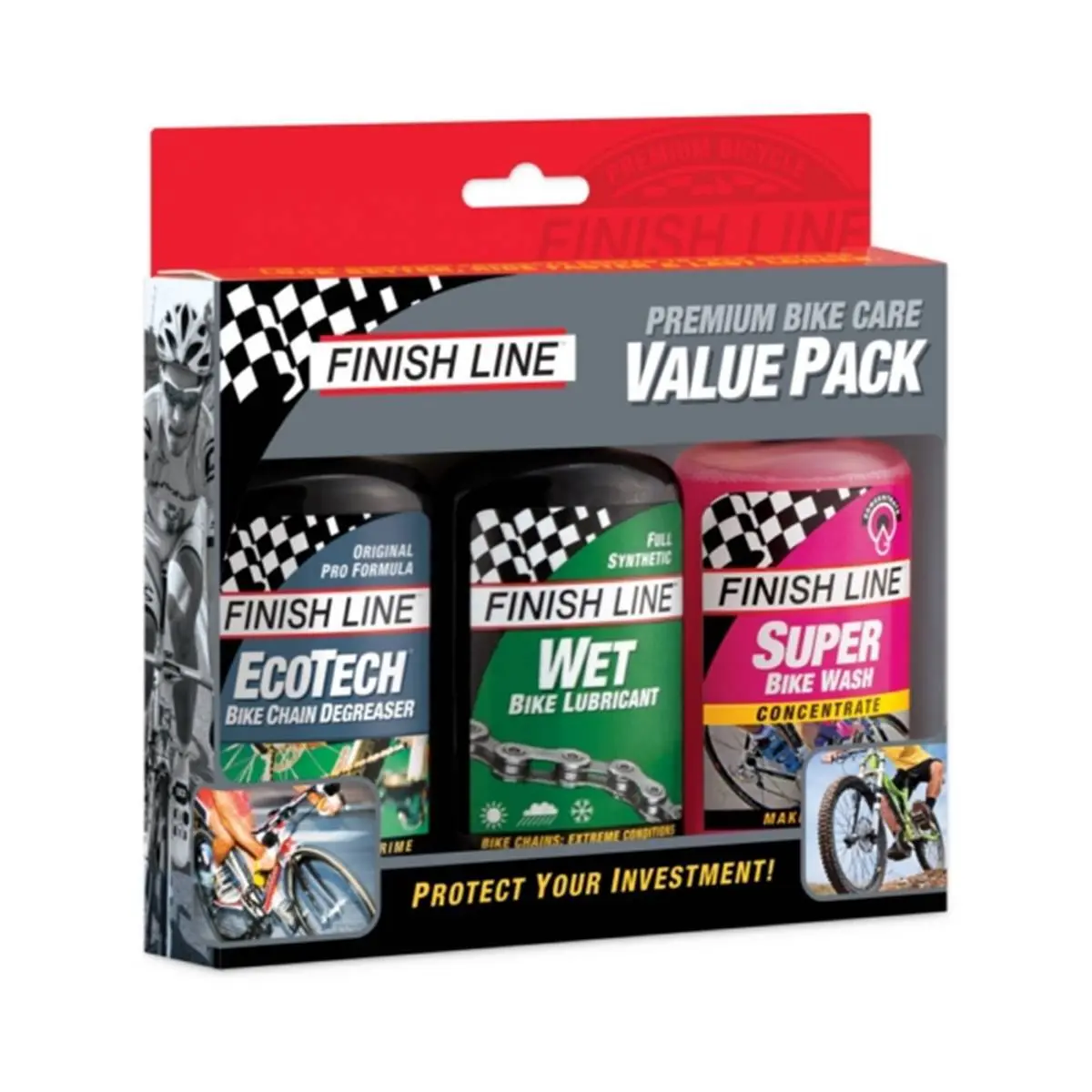 Finish Line Packung mit 6 Fahrradpflegesets PREMIUM BIKE CARE - EcoTech Wet BW (x6) Unisex