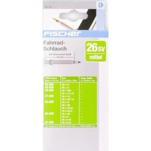 Velo Store - UK Medium air chamber presta valve Fischer 26 | Extra 10% off with Subscription, Postage £16.79 to UK Fedex.