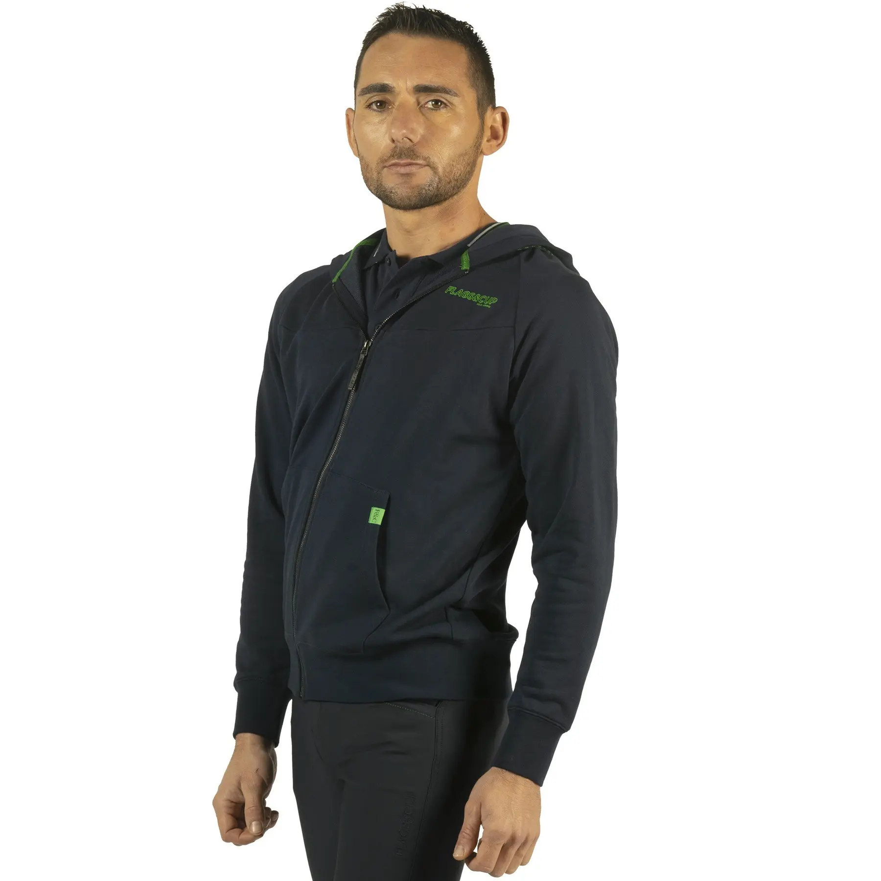 Flags&Cup Bleu Zip-Up Riding Sweatshirt Mako