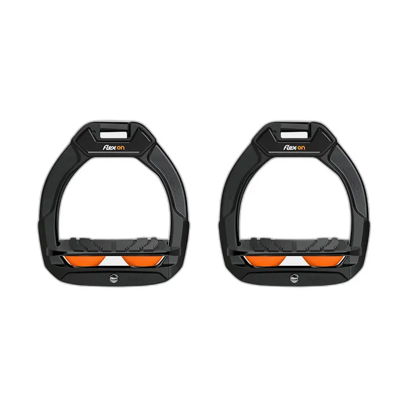 Aluminium Steigbügel Geneigt Grip Schwarz/Schwarz/Orange Flex-On