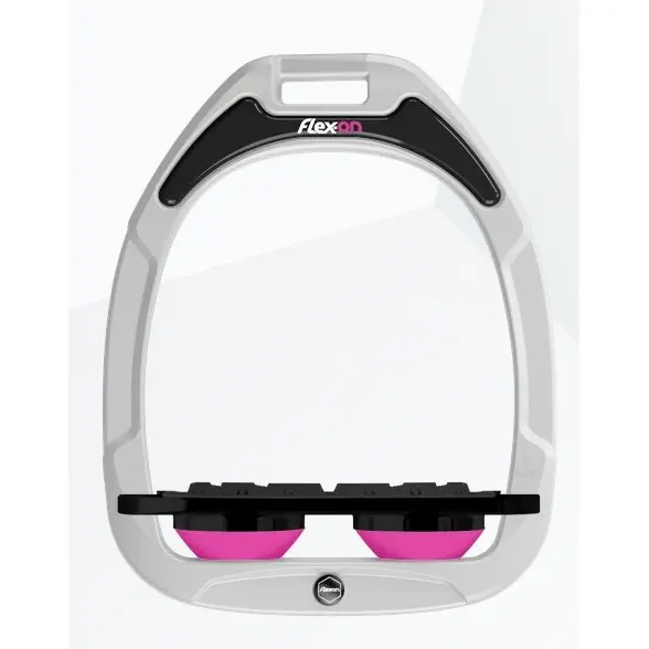 Flat Grip Steigbügel Weiß/Schwarz/Rosa Flex-On Green Composite