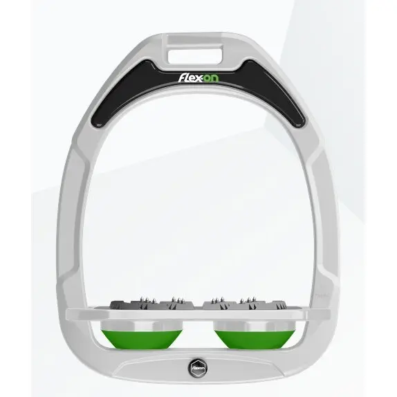 Flache Steigbügel Ultra Grip Weiß/Grau/Grün Flex-On Green Composite