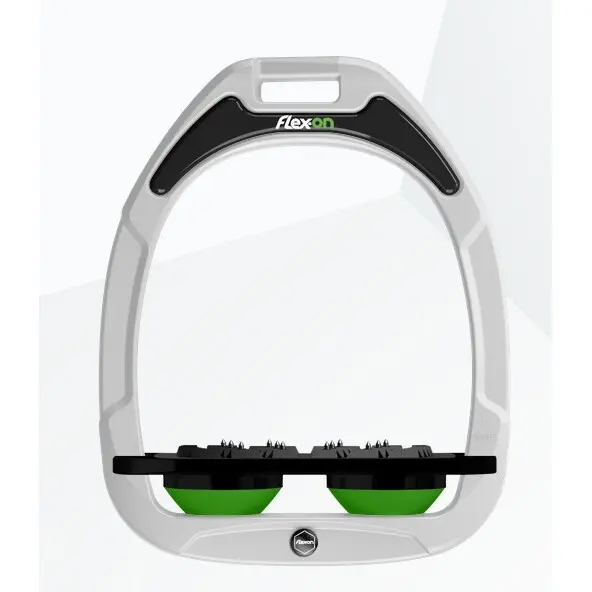 Ultra Grip Flachsteigbügel Weiß/Schwarz/Grün Flex-On Green Composite