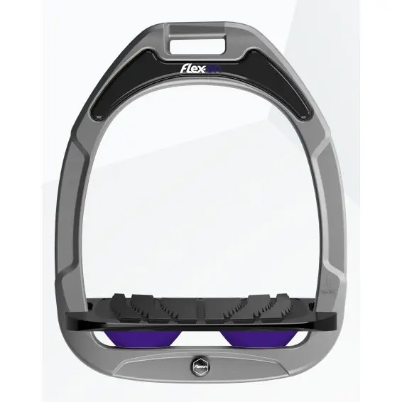 Aluminium/Schwarz/Violett neigbare Grip-Steigbügel Flex-On Green Composite