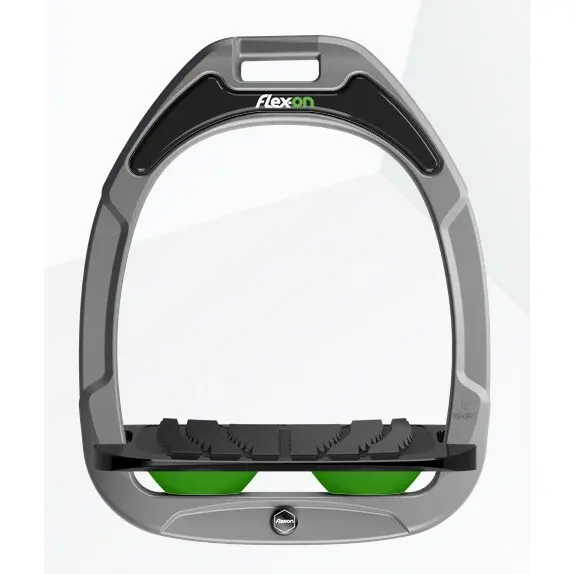 Aluminium/Schwarz/Grün Neigung Grip Steigbügel Flex-On Green Composite