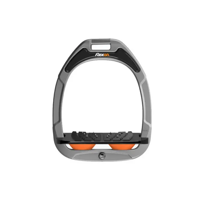 Ergonomische Ultra Grip Aluminium-Steigbügel/Schwarz/Orange Flex-On Green Composite