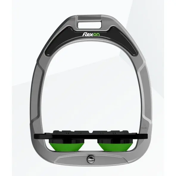 Alu/Schwarz/Grün Flach-Grip Steigbügel Flex-On Green Composite