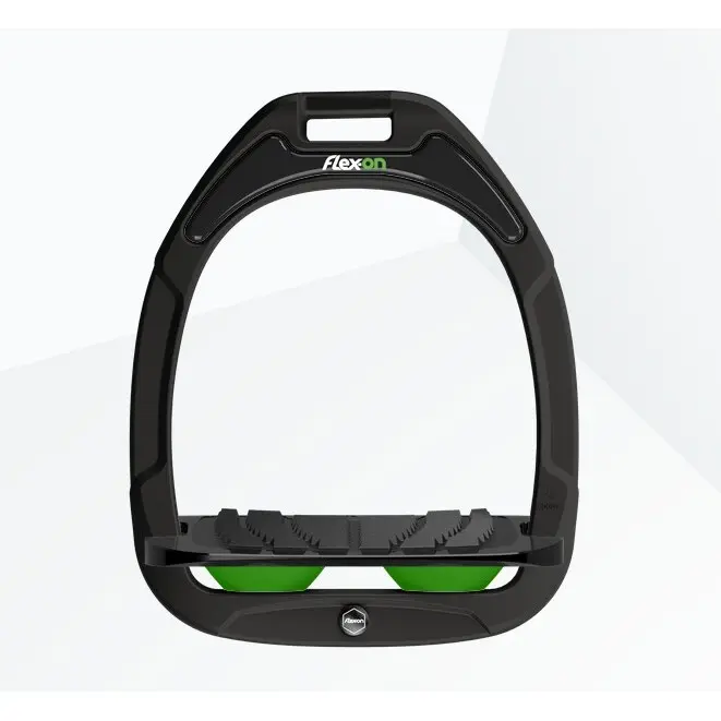 Schwarze schwarze/Grünen Grip Steigbügel Flex-On Green Composite