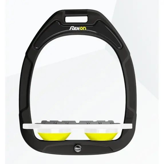 Étriers Plat Grip Noir/Blanc/Jaune Flex-On Green Composite
