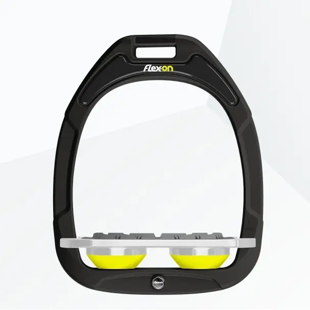 Platt-Grip Steigbügel Schwarz/Grau/Yellow Flex-On Green Composite