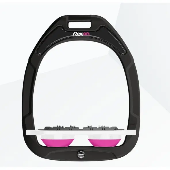 Platte Ultra Grip Steigbügel Schwarz/Weiß/Rosa Flex-On Green Composite