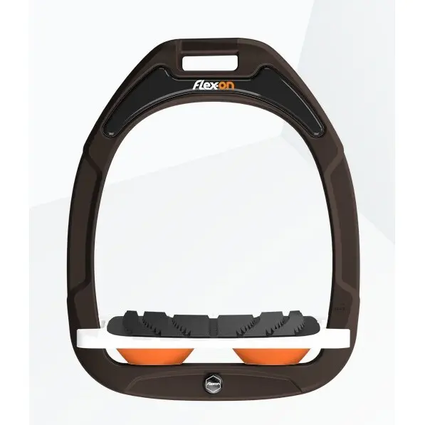 Gekippte Steigbügel Grip Braun/Weiß/Orange Flex-On Green Composite