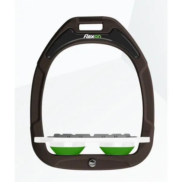 Platte Grip Steigbügel Braun/Weiß/Grün Flex-On Green Composite