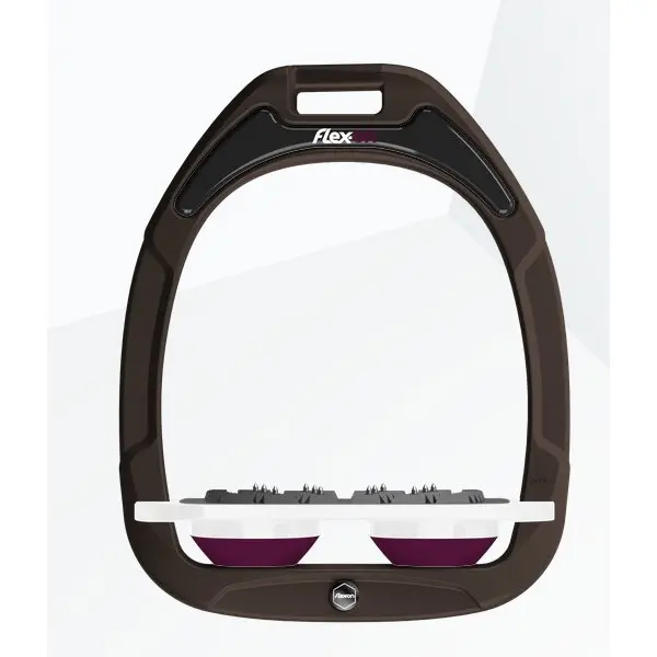 Flache Steigbügel Ultra Grip Braun/Weiß/Lila Flex-On Green Composite