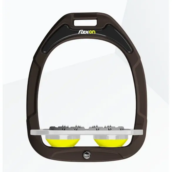 Flache Steigbügel Ultra Grip Braun/Grau/Gelb Flex-On Green Composite