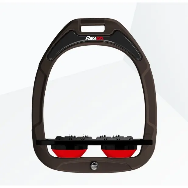 Pferde Steigbügel Ultra Grip Braun/Schwarz/Rot Flex-On Green Composite