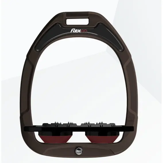 Flache Steigbügel Ultra Grip Braun/Schwarz/Bordeaux Flex-On Green Composite