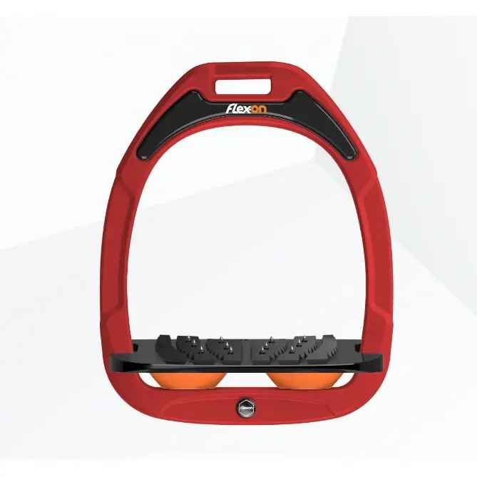 Ultra Grip Schrägreiter Steigbügel Rot/Schwarz/Orange Flex-On Green Composite