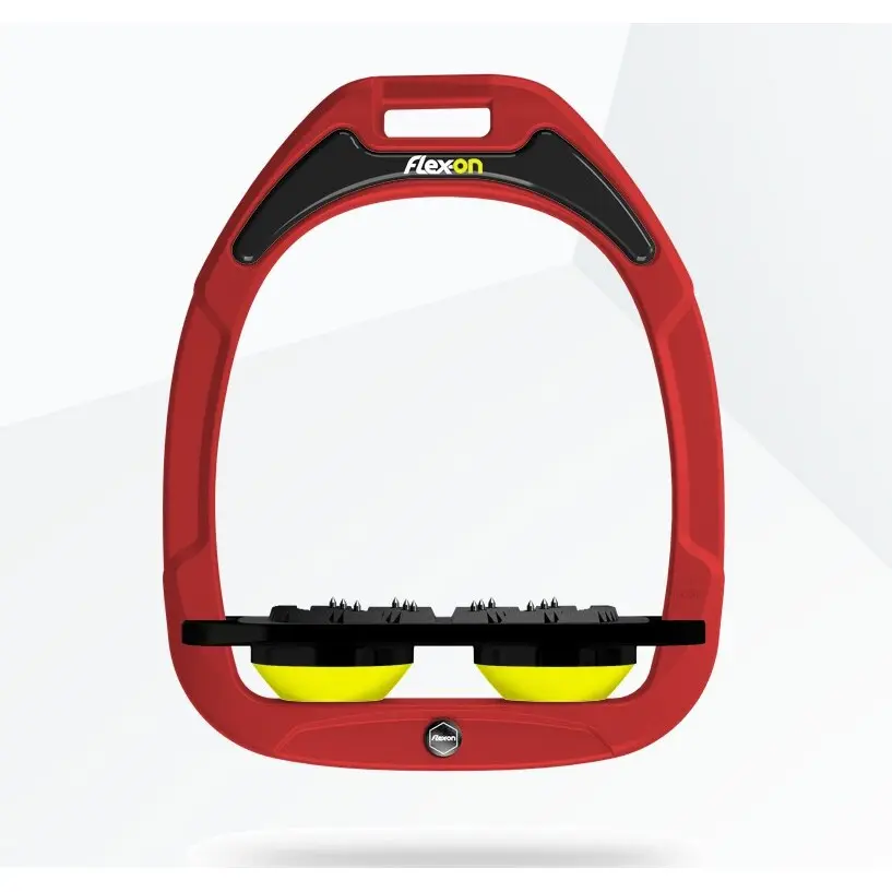 Flache Steigbügel Ultra Grip Rot/Schwarz/Gelb Flex-On Green Composite
