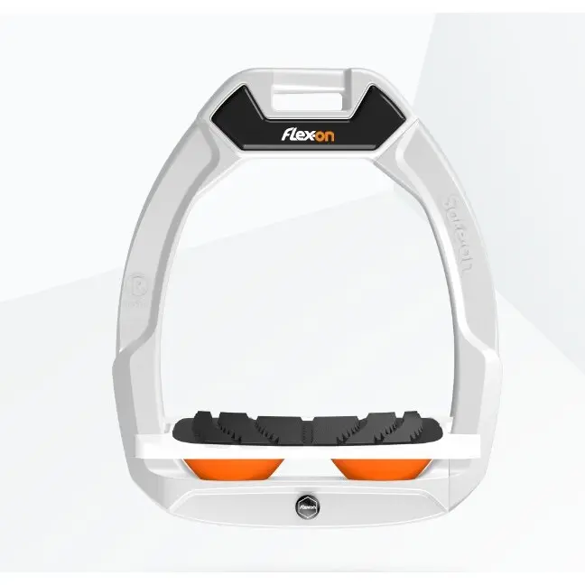 Sicherheitssteigbügel Reiten Neigung Grip Weiß/Weiß/Orange Flex-On Safe-On
