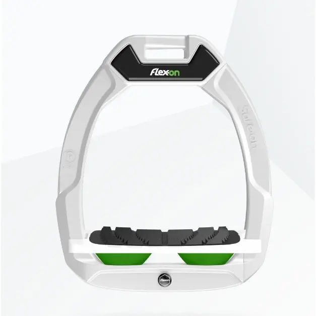 Sicherheitssteigbügel Reiten Neigung Grip Weiß/Weiß/Grün Flex-On Safe-On