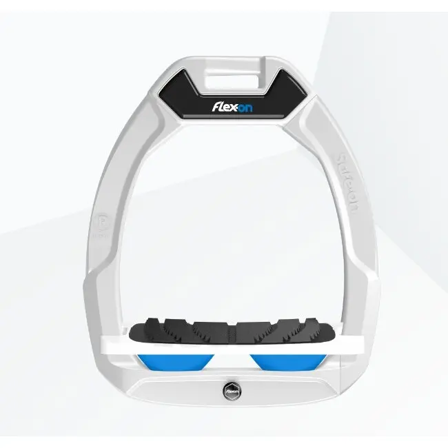Sicherheitsreitsteigbügel Geneigter Grip Weiß/Weiß/Blau Flex-On Safe-On
