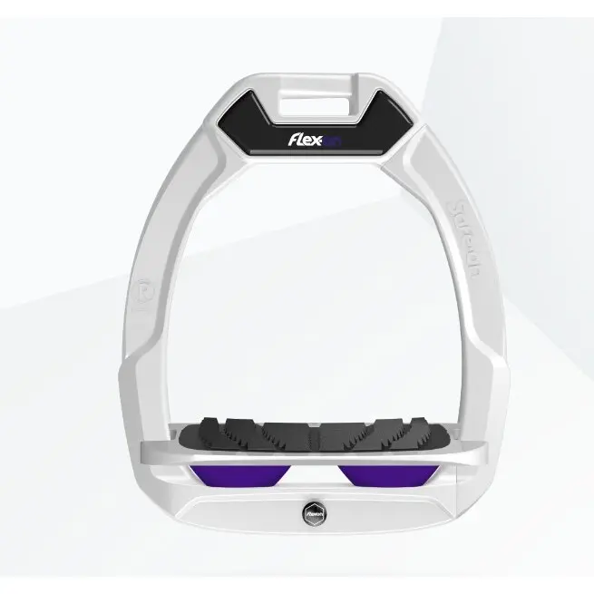 Sicherheitssteigbügel Reiten Neigungsgriff Weiß/Grau/Violett Flex-On Safe-On