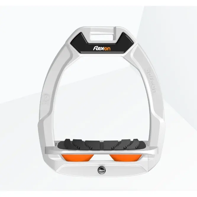 Sicherheitssteigbügel Reiten Neigung Grip Weiß/Grau/Orange Flex-On Safe-On