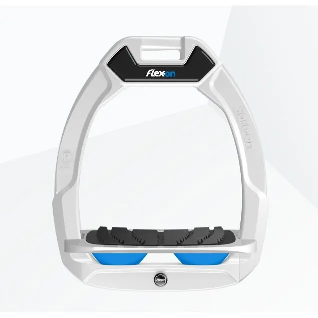 Sicherheitssteigbügel Reiten Neigung Grip Weiß/Grau/Blau Flex-On Safe-On
