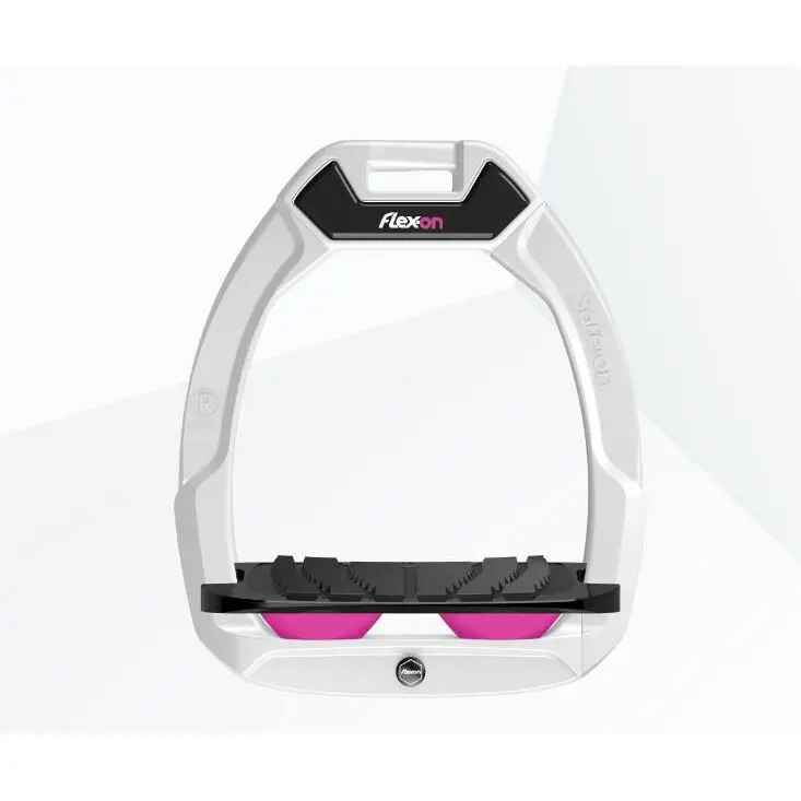 Sicherheitssteigbügel Reiten Neigbar Grip Weiß/Schwarz/Rosa Flex-On Safe-On