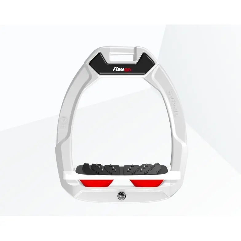 Sicherheitssteigbügel Reiten Neigung Ultra Grip Weiß/Weiß/Rot Flex-On Safe-On