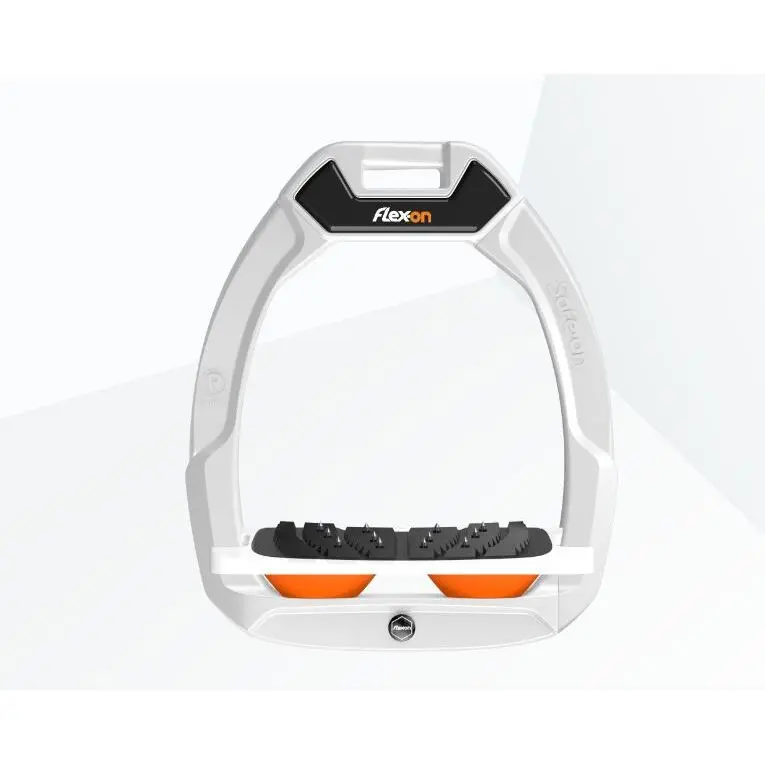 Sicherheitssteigbügel Reiten Neigung Ultra Grip Weiß/Weiß/Orange Flex-On Safe-On